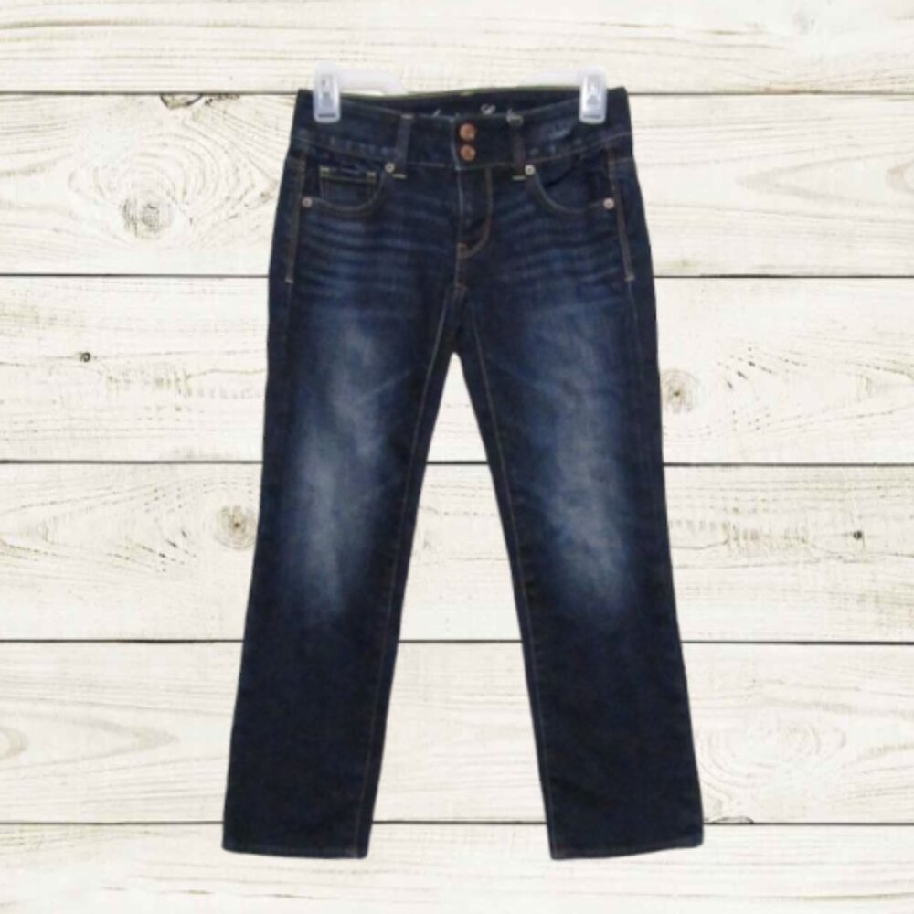 American eagle size 00  womens jeans indigo blue straight leg